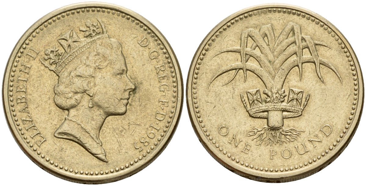 Великобритания 1 фунт 1985 Елизавета II (1952-2022) KM 941, Spink 4331 никель латунь 4177-524