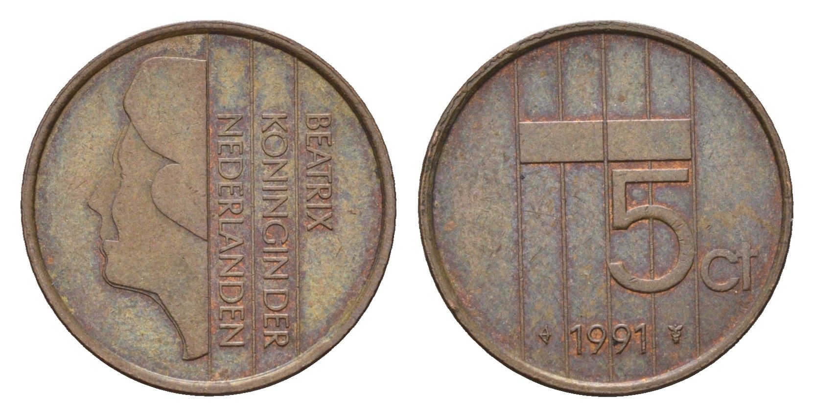 Нидерланды 5 центов 1991 Беатрикс (1980-2013) KM 202 бронза 4611-1244