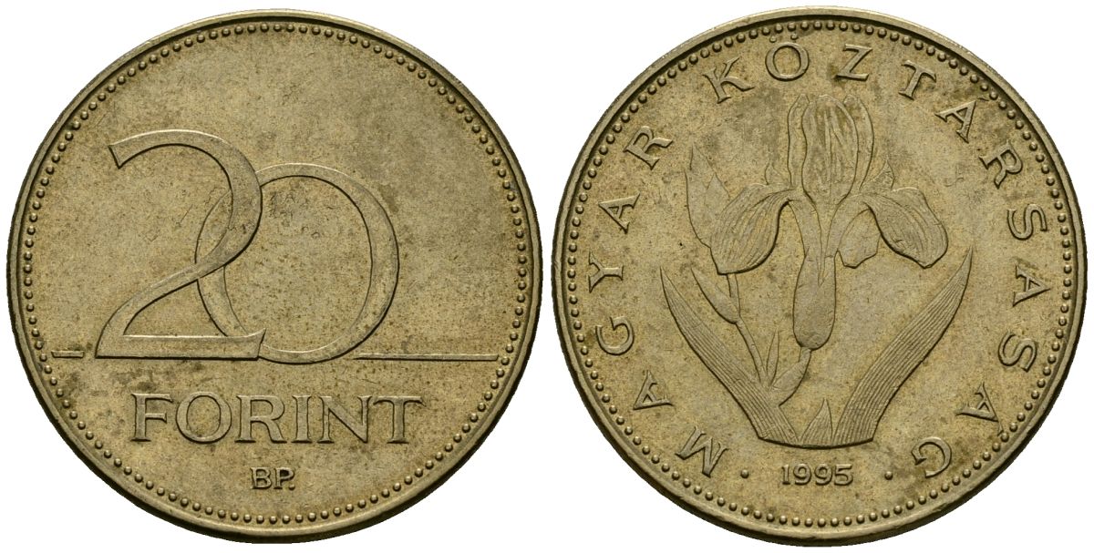 Венгрия 20 форинтов 1995 KM 696 никель латунь 4120-321