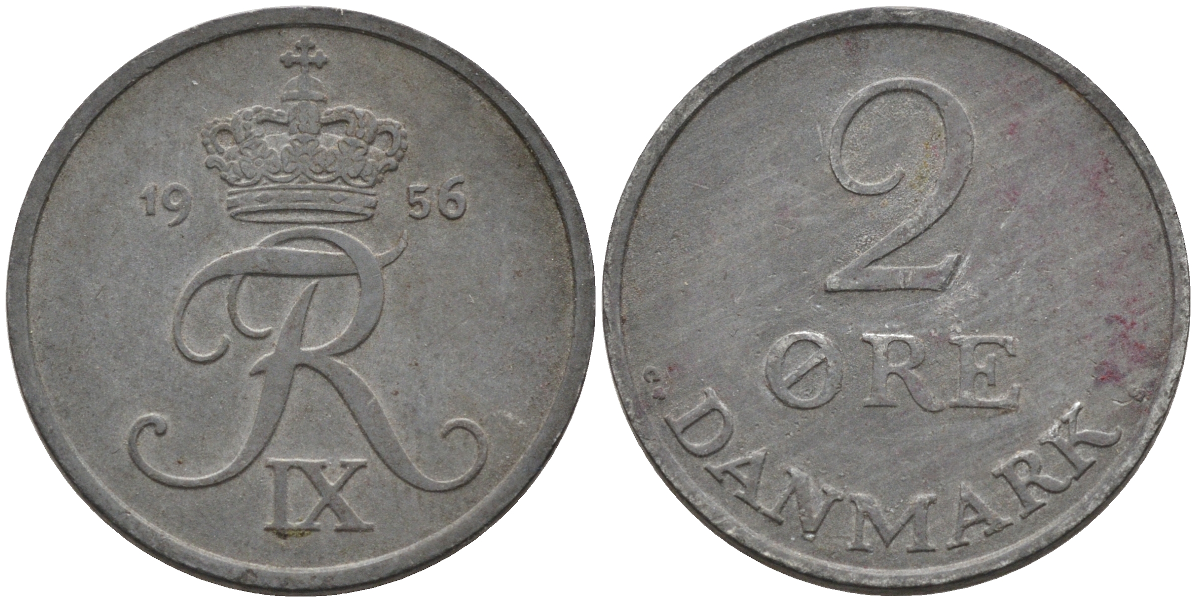 ДАНИЯ 2 ЭРЕ 1956 C; S, ФРЕДЕРИК IX (1947-1972) KM 840.2 цинк 4566-423
