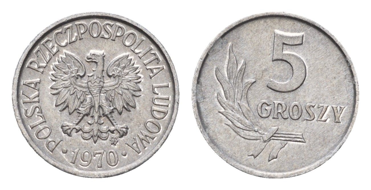Польша 5 грошей 1970 Y A46 алюминий 4674-947
