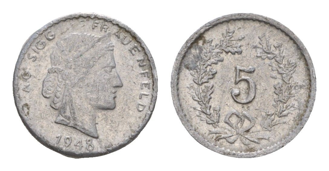 Франция игровой жетон в 5 франков 1948 диаметр 13 мм, вес 0,24 гр алюминий 4651-1224