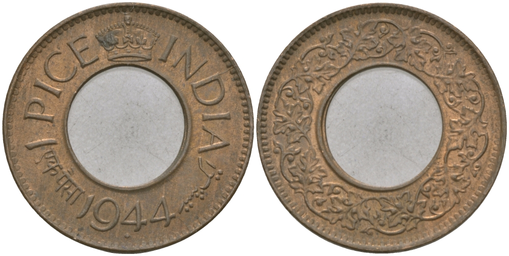 Британская Индия 1 пайс 1944 Георг VI (1936-1952) KM 533 бронза 33-1127