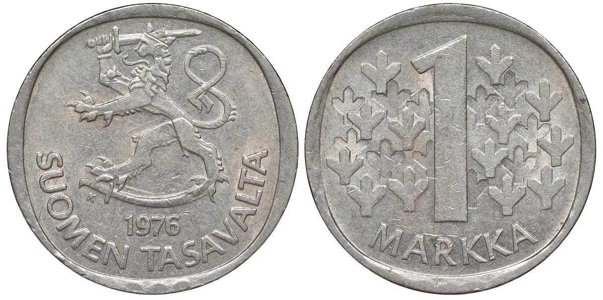 Финляндия 1 марка 1976 KM 49a медно-никель 4176-136