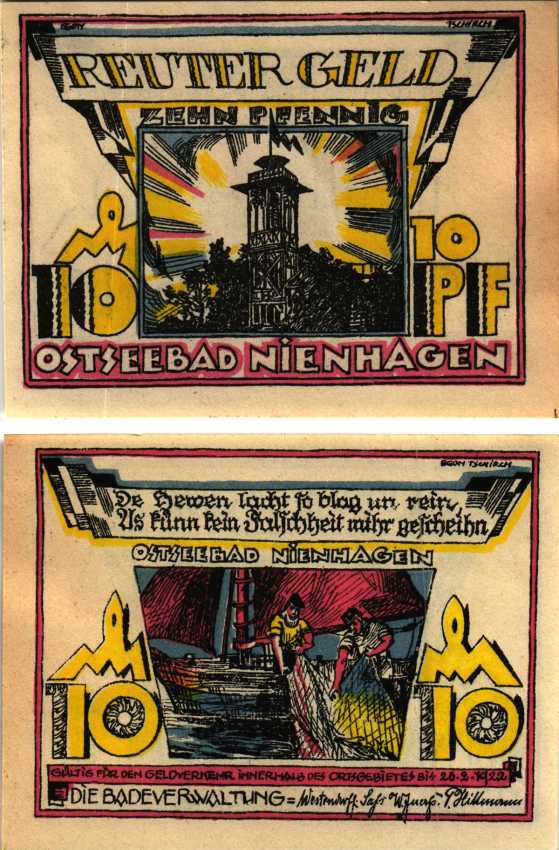 НОЙЕНХАГЕН 10 ПФЕННИГОВ 1922 НОТГЕЛЬД, 1922 - 28 ФЕВРАЛОЯ 1922, ЗЕМЛЯ БРАНДЕНБУРГ Grabowski 975.1 бумага 6318-43-1-1