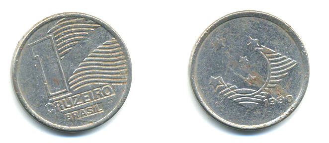 Бразилия 1 крузейро 1990 KM 617 нержавеющая сталь aUNC 93-1024