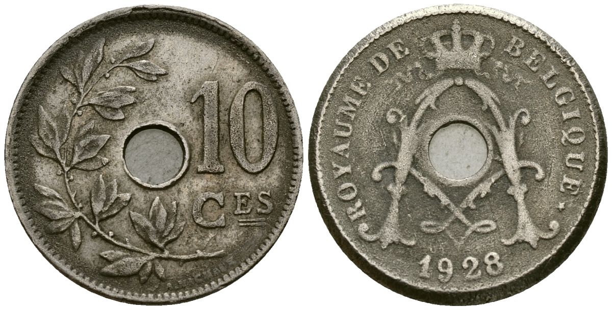 Бельгия 10 сантимов 1928 Belgique KM 85 медно-никель 4172-1043