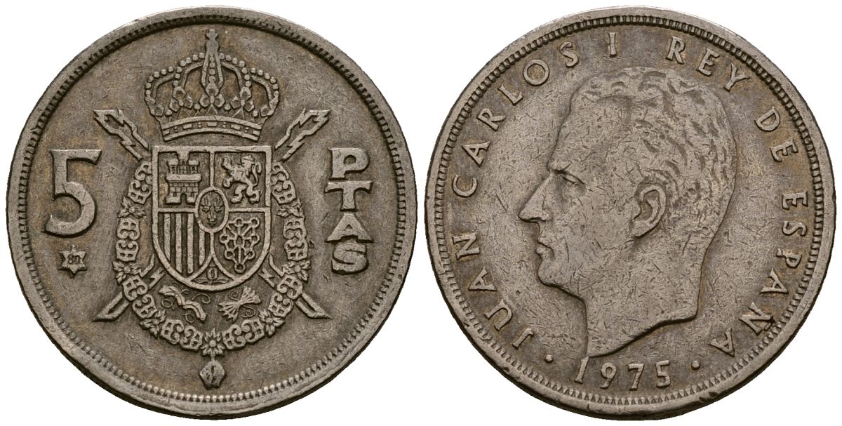 Испания 5 песет 1975 Хуан Карлос I (1975-2014) KM 807 медно-никель 4176-453