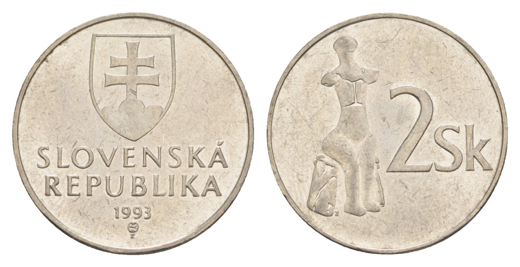 Словакия 2 кроны 1993 MK KM 13 сталь плакированная никелем 4563-646