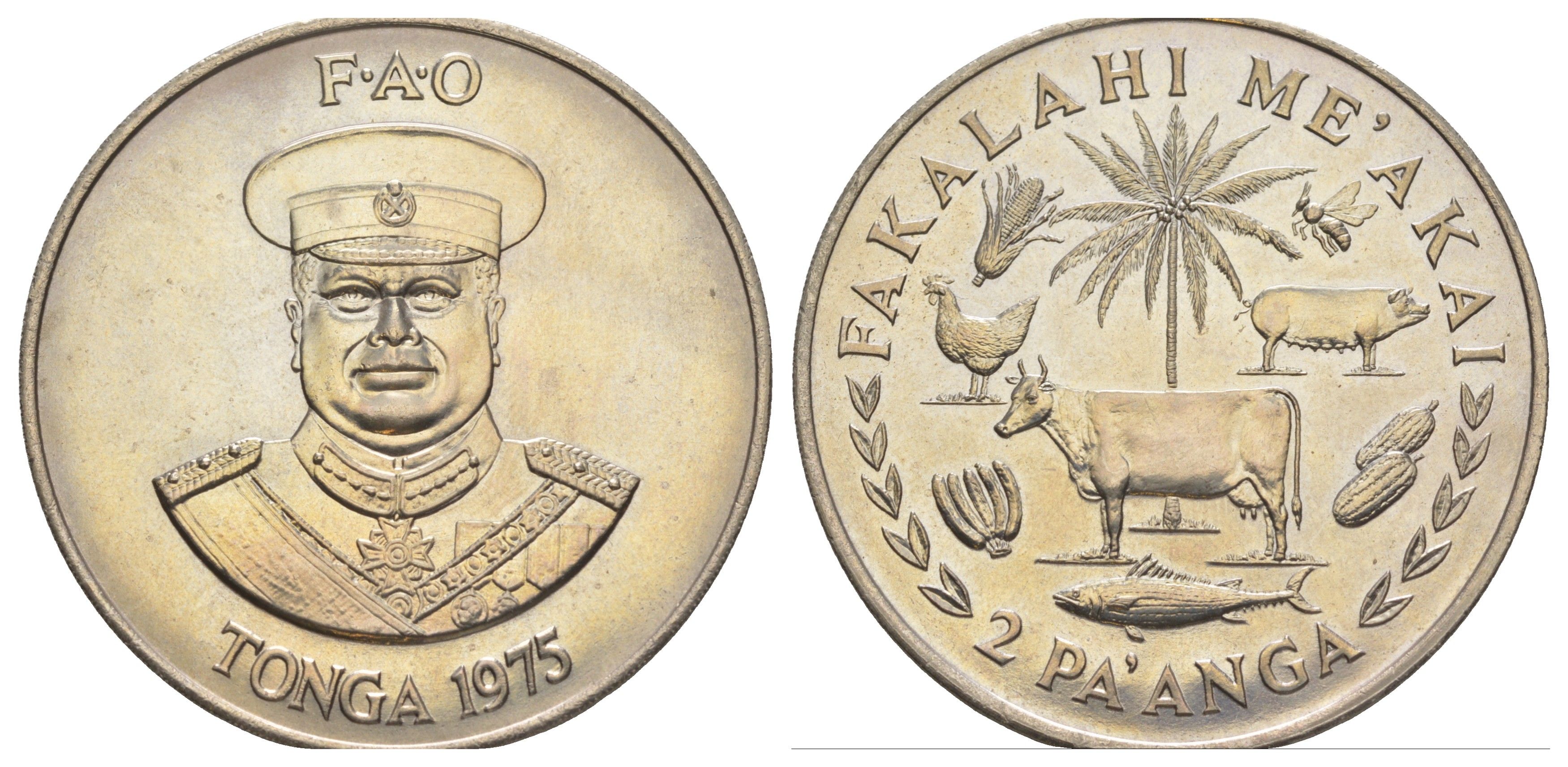 Тонга 2 паанга 1975 KM 49 медно-никель UNC 11-327-35