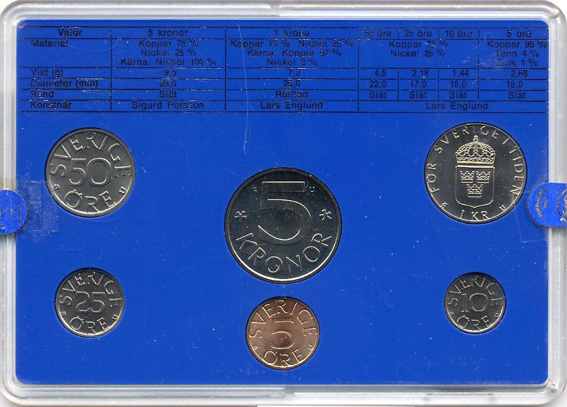 Швеция набор монетного двора из 6 монет 1978 в пластике Карл XVI Густав (1973- ) KM MS8 UNC 7-5-7-196