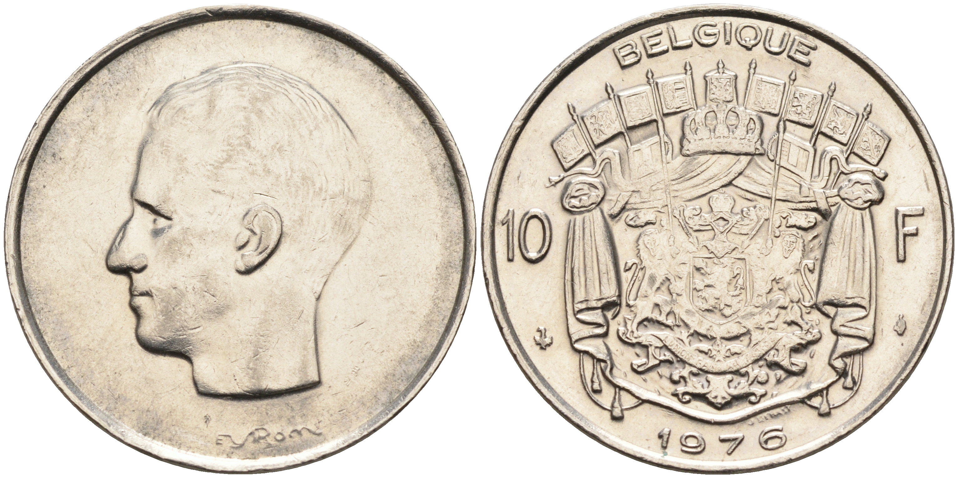 Бельгия 10 франков 1976 Belgique, Бодуэн I (1951-1993) KM 155.1 никель    4595-612