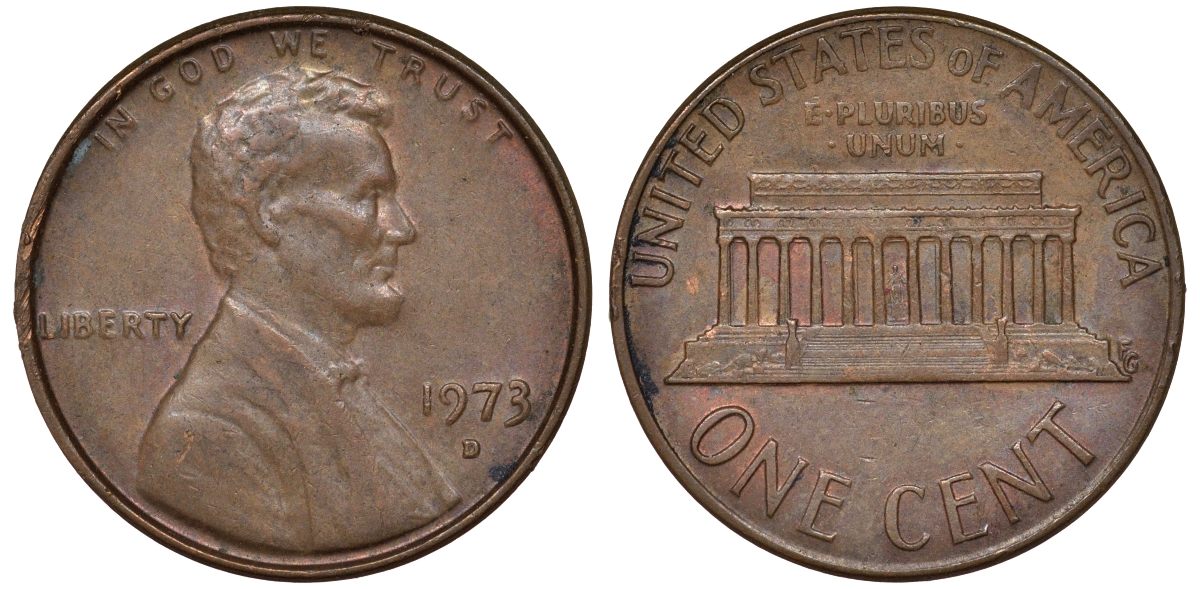 США 1 цент 1973 D, Авраам Линкольн KM 201 медь цинк 62-227