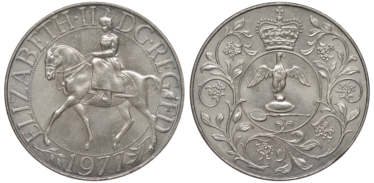 Великобритания 25 пенсов 1977 25 лет со дня коронации Елизаветы, Елизавета II (1952-2022) KM 894, Spink 4136 медно-никель UNC 118-921
