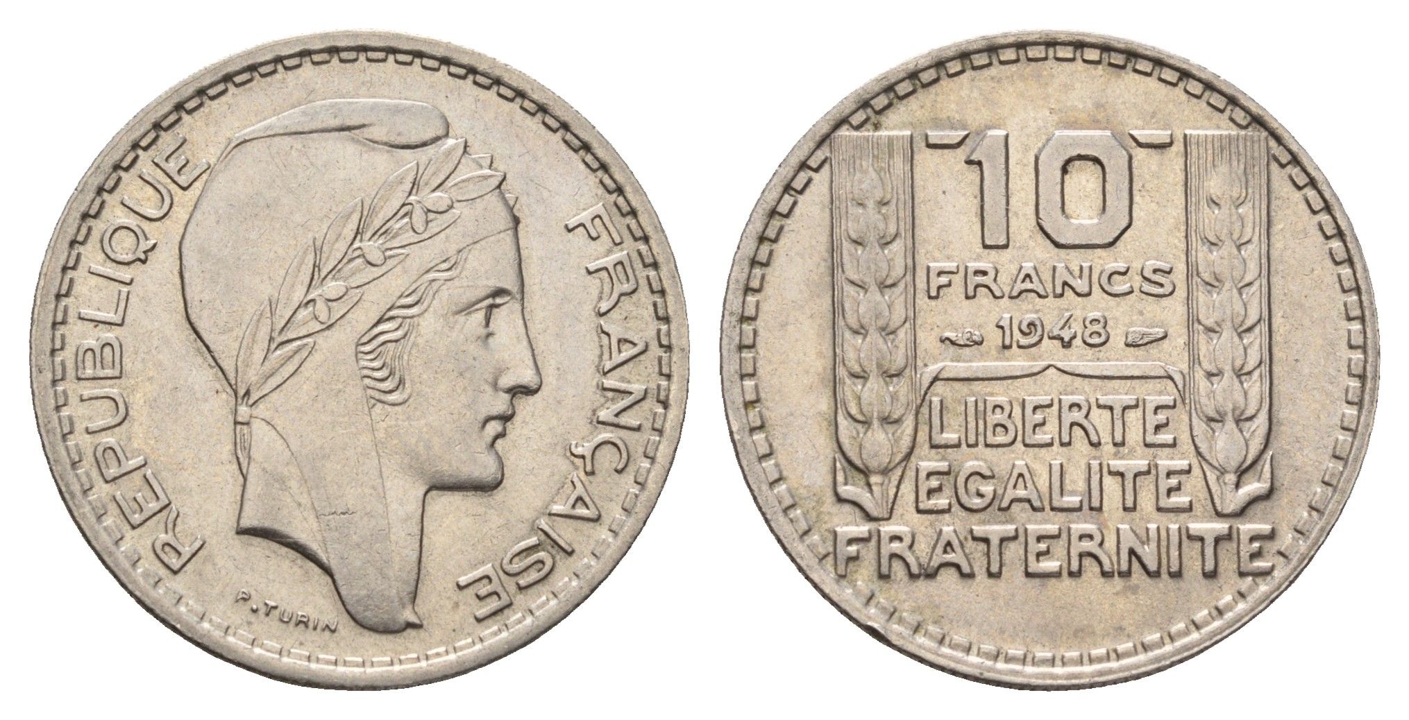 Франция 10 франков 1948 KM 909.1, Le Franc 362.3 медно-никель 4118-855