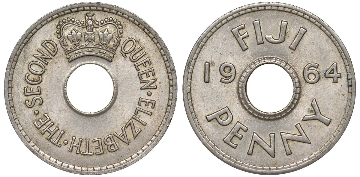 Фиджи 1 пенни 1964 Елизавета II (1952- ) KM 21 медно-никель 51-2445