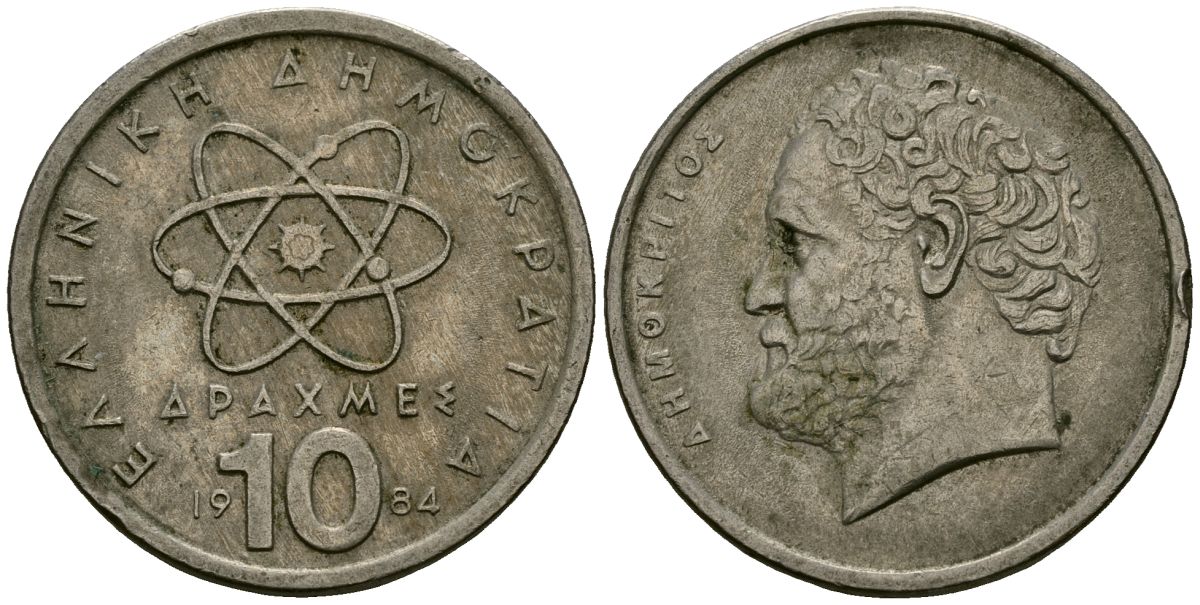 Греция 10 драхм 1984 Демокрит KM 132 медно-никель 4394-432