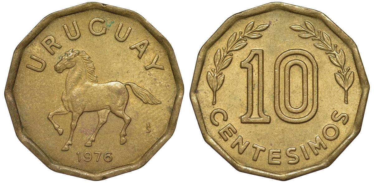 Уругвай 10 сентесимо 1978 KM 66 алюминиевая бронза 4164-769