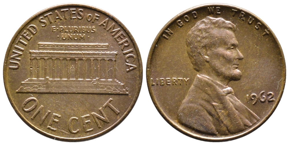 США 1 ЦЕНТ 1962 ЛИНКОЛЬН KM 201 медь цинк 4364-812