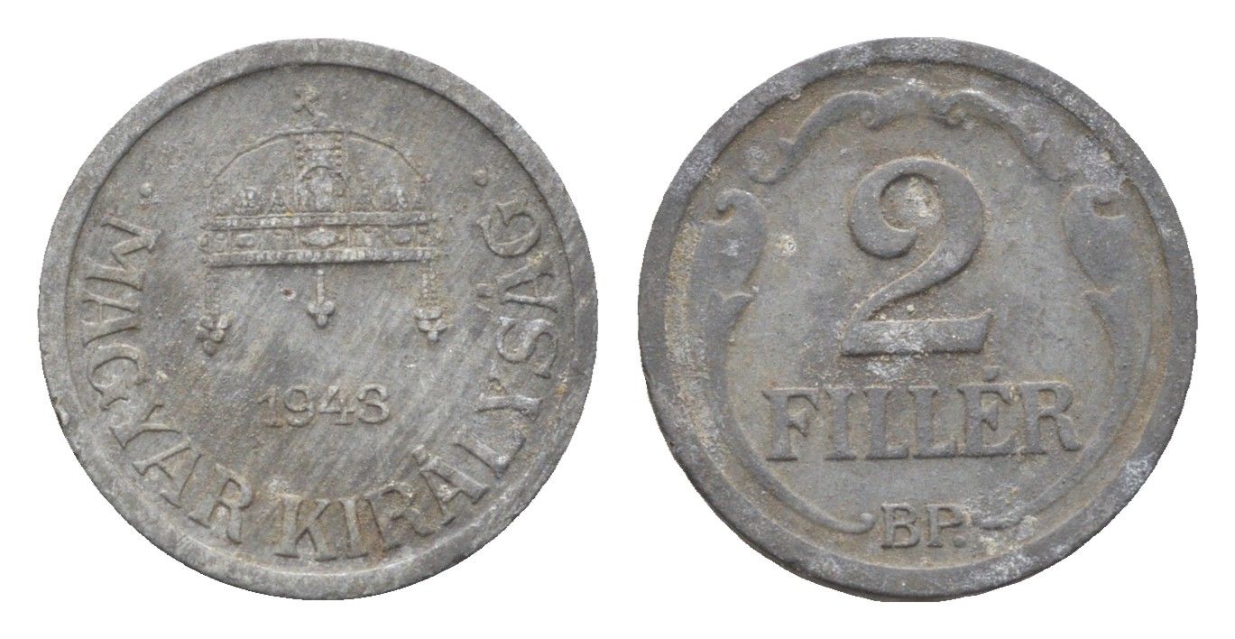Венгрия 2 филлера 1943 BP KM 519 цинк 4665-545