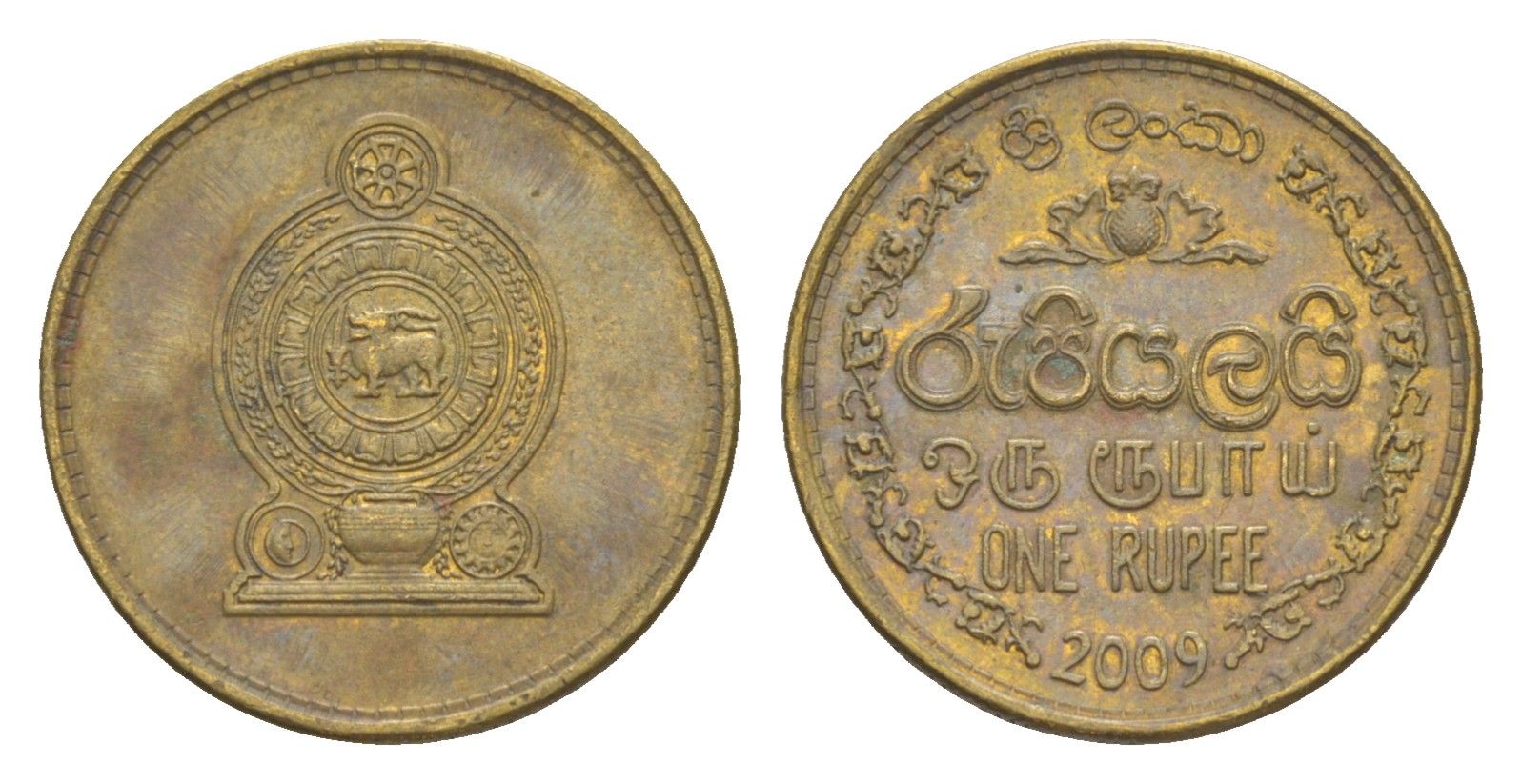 Шри-Ланка 1 рупия 2009 KM 136.3 сталь плакированная латунью 4649-254