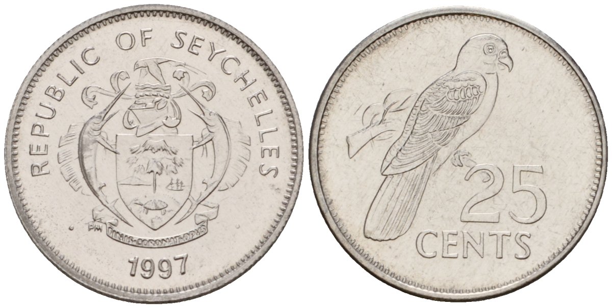 Сейшельские Острова 25 центов 1997 PM KM 49.3 сталь плакированная никелем UNC 44-1063