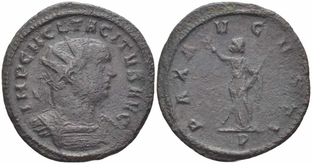 Римская Империя аврелианиан 276 Тацит PAX AVGVSTI Тицин Very fine RIC 150 бронза 1073-17-13