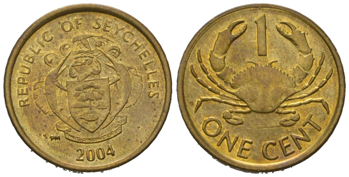 Сейшельские Острова 1 цент 2004 PM KM 46 латунь UNC 4621-341
