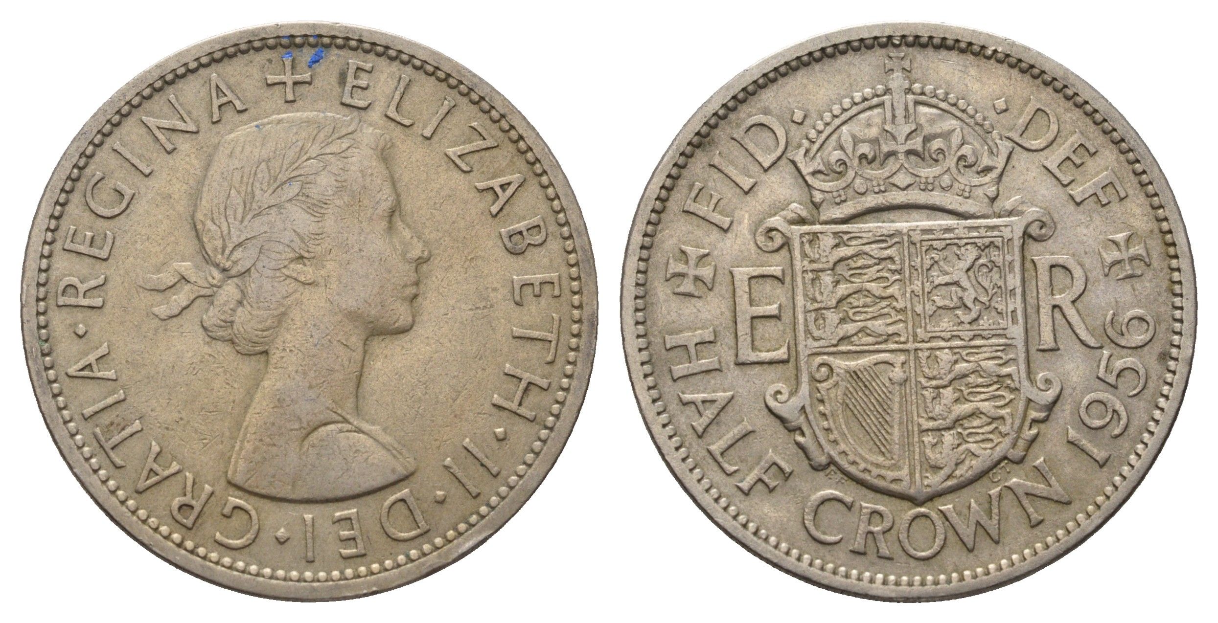 Великобритания 1/2 кроны 1956 Елизавета II (1952-2022) KM 907, Spink 4145 медно-никель 4692-435