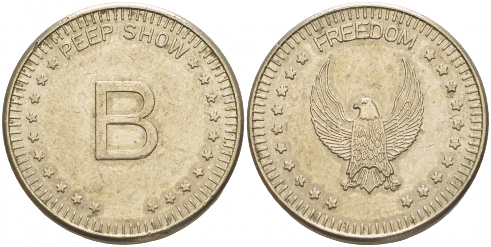 США ЖЕТОН PEEP SHOW, FREEDOM, B белый металл 4544-915