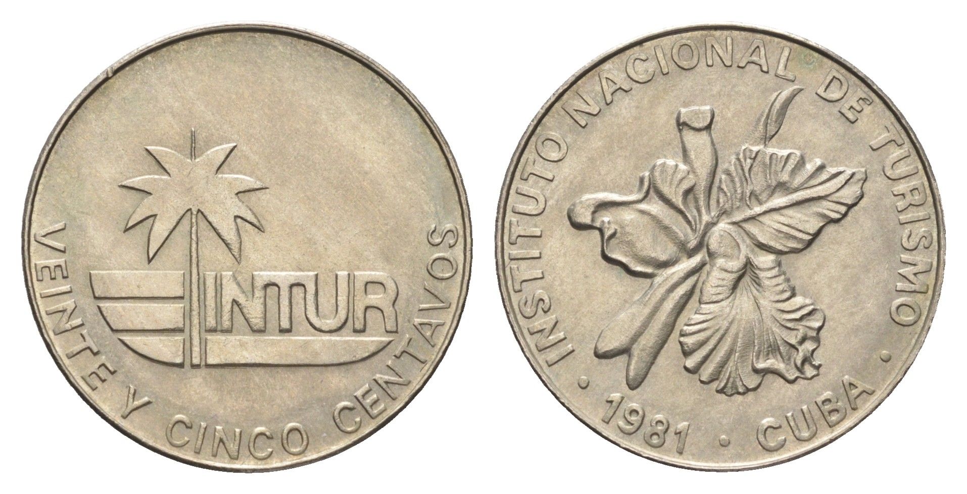 Куба 25 сентаво 1981 туристические деньги, INTUR KM 417 медно-никель UNC 4666-814