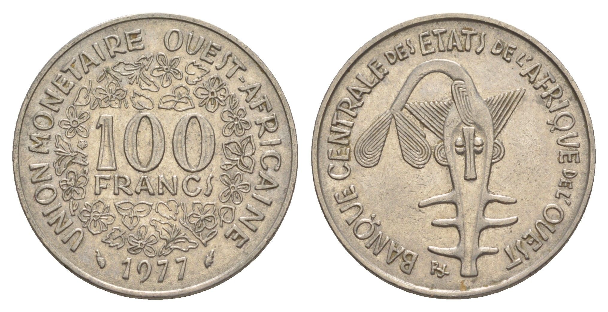 Западная Африка (BCEAO) 100 франков 1977 Центральный банк государств Западной Африки KM 4 никель 4642-326