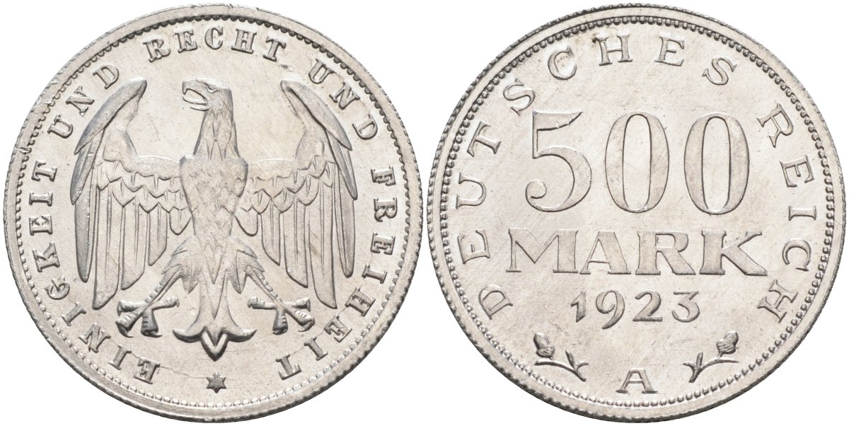 Германия 500 марок 1923 А KM 36, J.305 алюминий UNC 4587-113