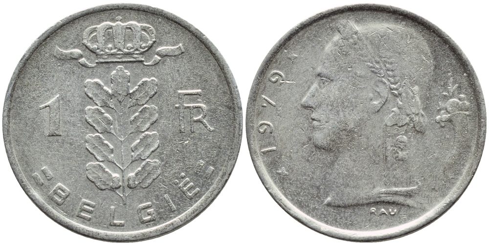 БЕЛЬГИЯ 1 ФРАНК 1979 BELGIE KM 143.1 медно-никель 3999-117