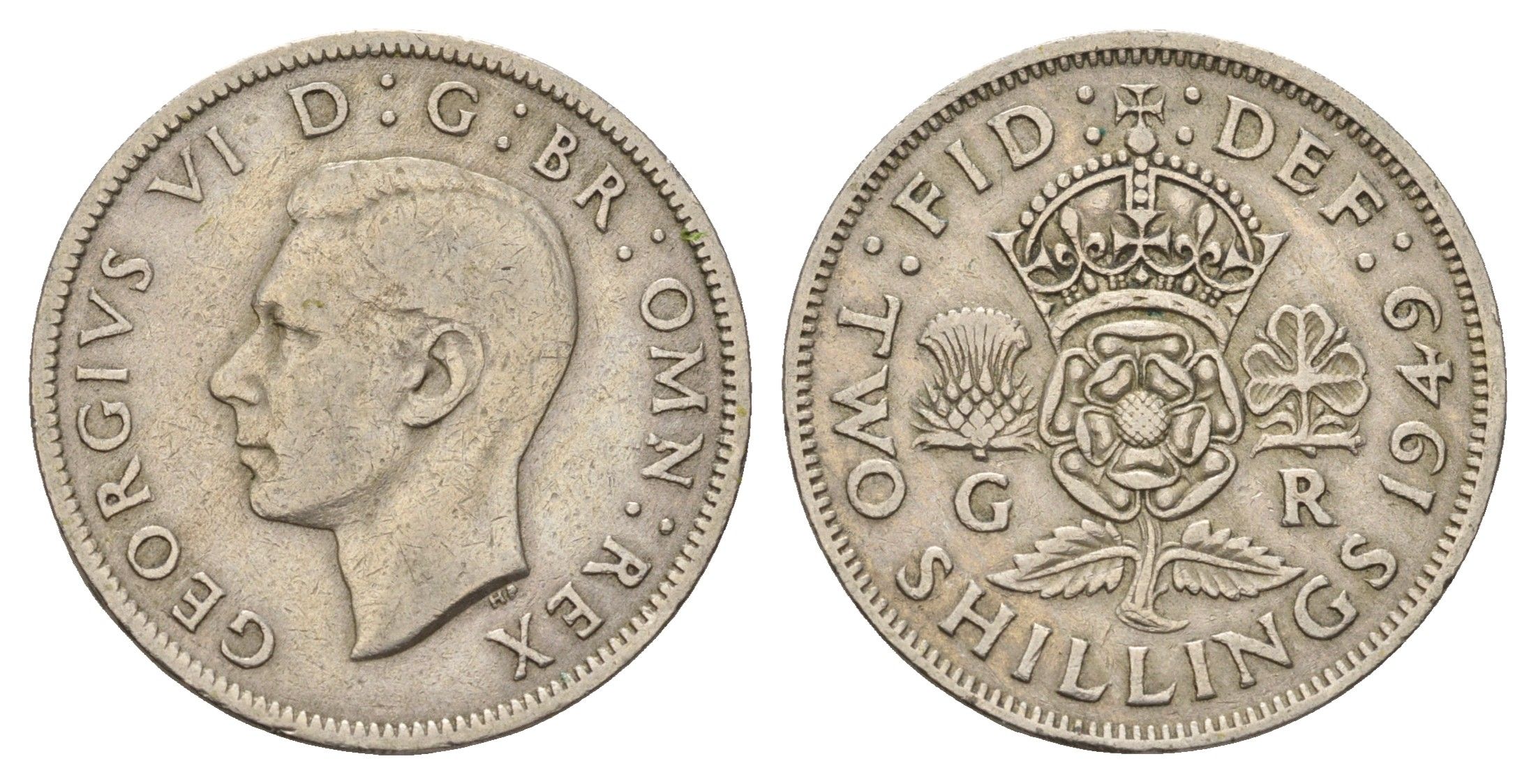 Великобритания 2 шиллинга (флорин) 1949 Георг VI (1936-1952) KM 878, Spink 4107 медно-никель 4183-334