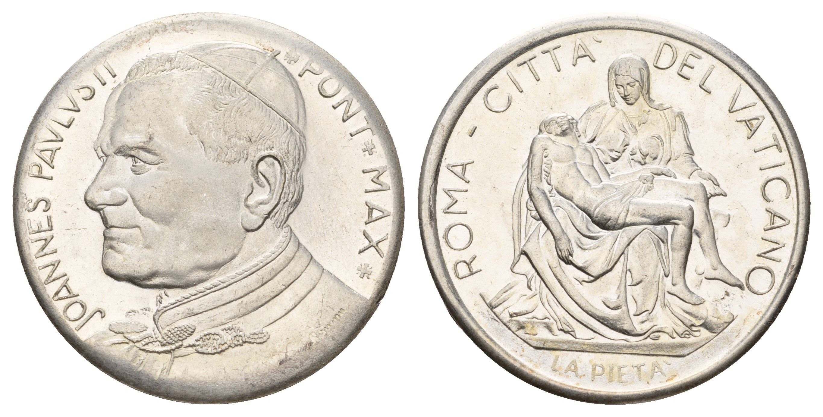 Ватикан медаль в честь избрание папой римским Иоанна Павла II ND (1978) Иоанн Павел II, Пьета Микеланджело, диаметр 35 мм, вес 12,1 гр медно-никель плакированный серебро 4667-1245