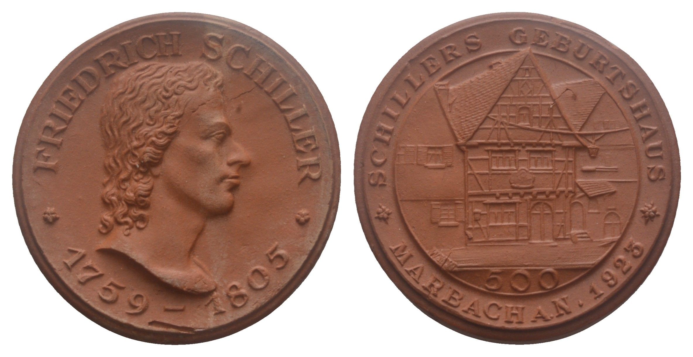 Германия (Марбах) 500 марок 1923 Фридрих Шиллер фарфор AUC2-5-36