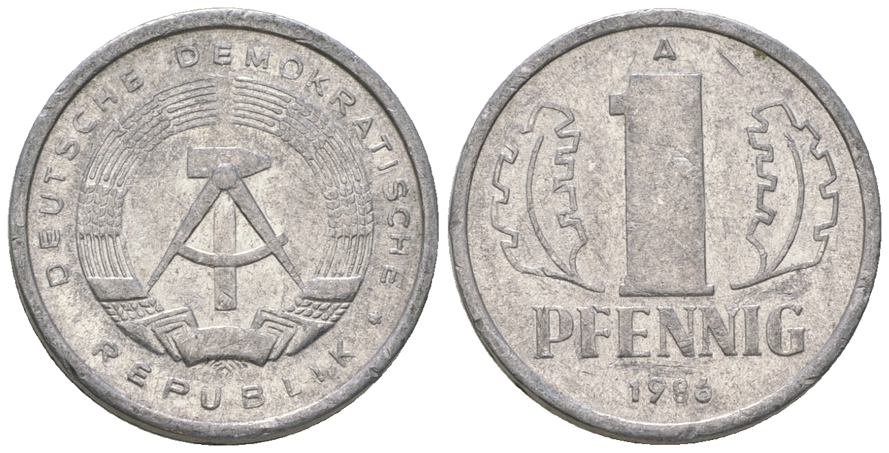ГДР 1 пфенниг 1986 А KM 8.2 алюминий 4651-141