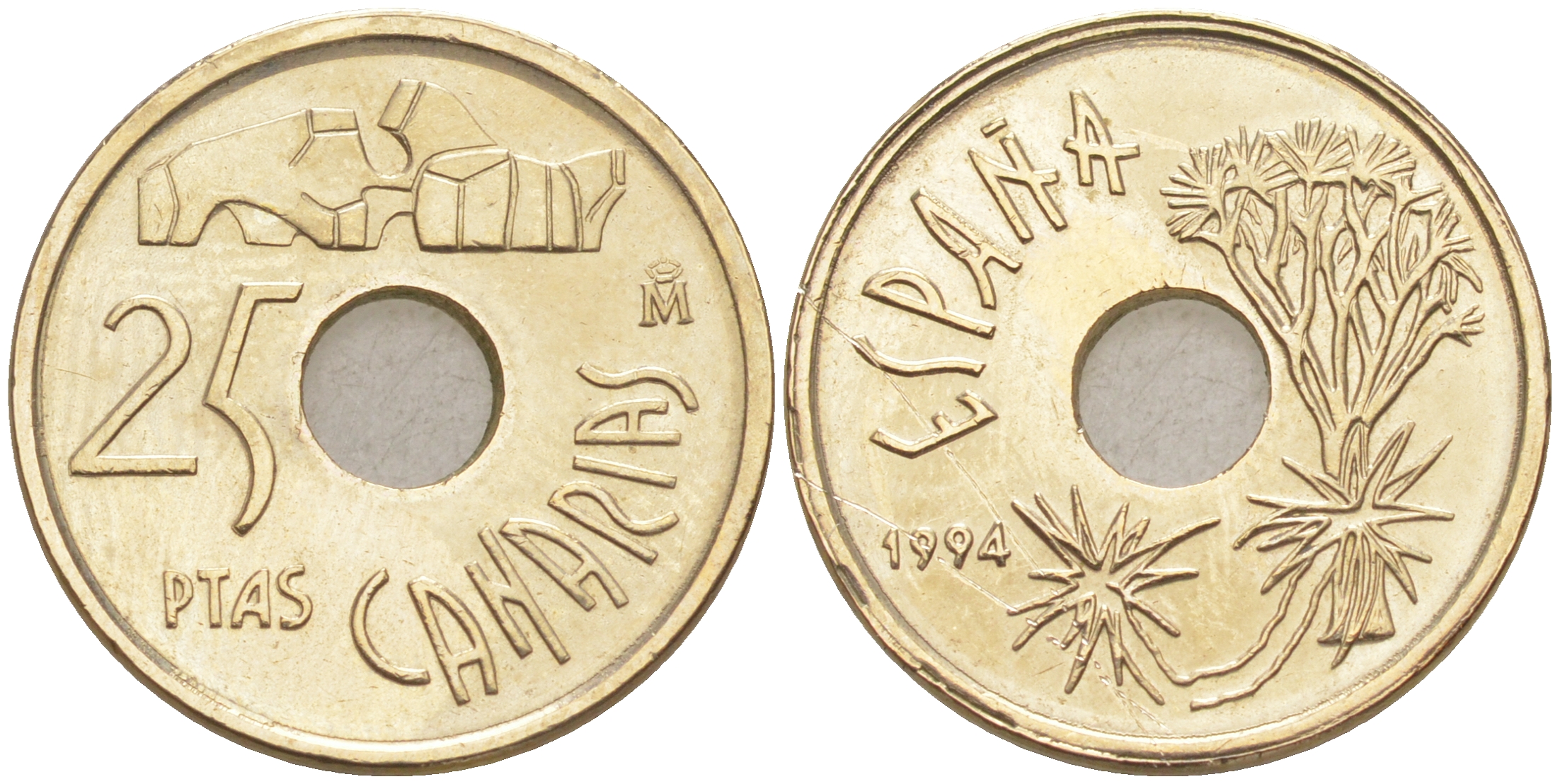 ИСПАНИЯ 25 ПЕСЕТ 1994 КАНАРСКИЕ ОСТРОВА (CANARIAS), ХУАН КАРЛОС I (1975-) KM 933 никель бронза 187-741