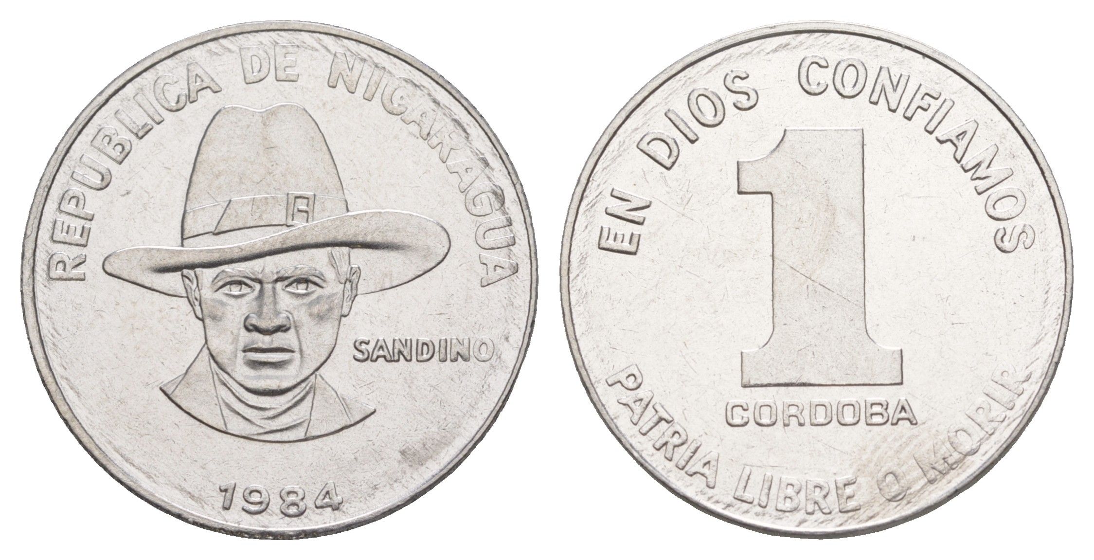 Никарагуа 1 кордоба 1984 KM 43a сталь плакированная никелем UNC 4641-345
