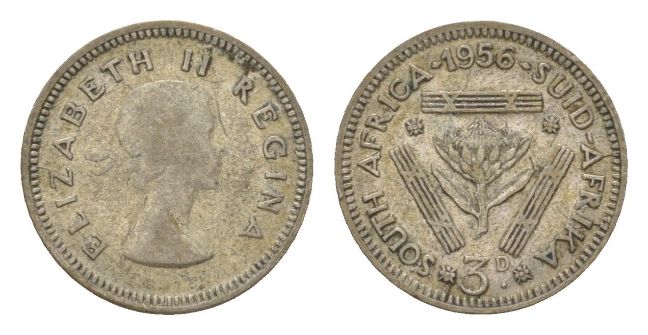 ЮАР 3 пенса 1956 KM 47 серебро 4623-467