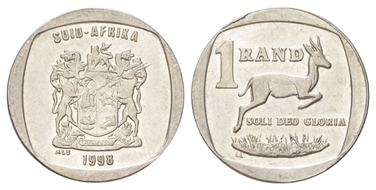 ЮАР 1 ранд 1998 KM 164 медь плакированная никелем aUNC 4627-341