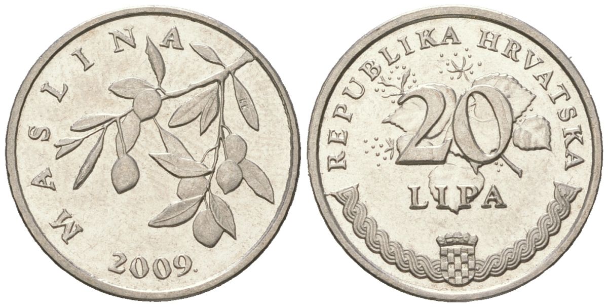 Хорватия 20 лип 2009 нечетный год KM 7 сталь плакированная никелем UNC 4617-1237