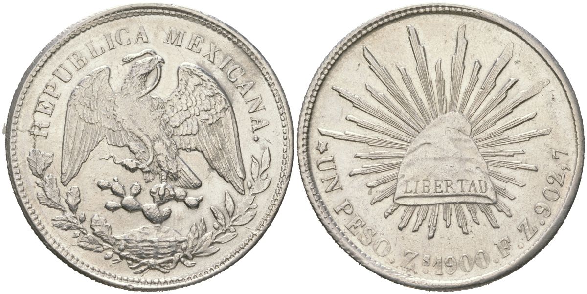 Мексика 1 песо 1900 KM 409 серебро 1530-1024