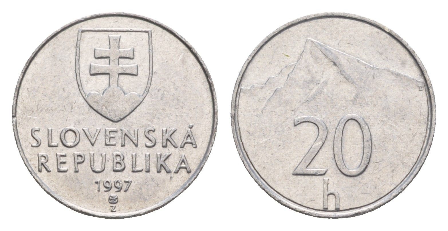 Словакия 20 геллеров 1997 KM 18 алюминий aUNC 4659-552