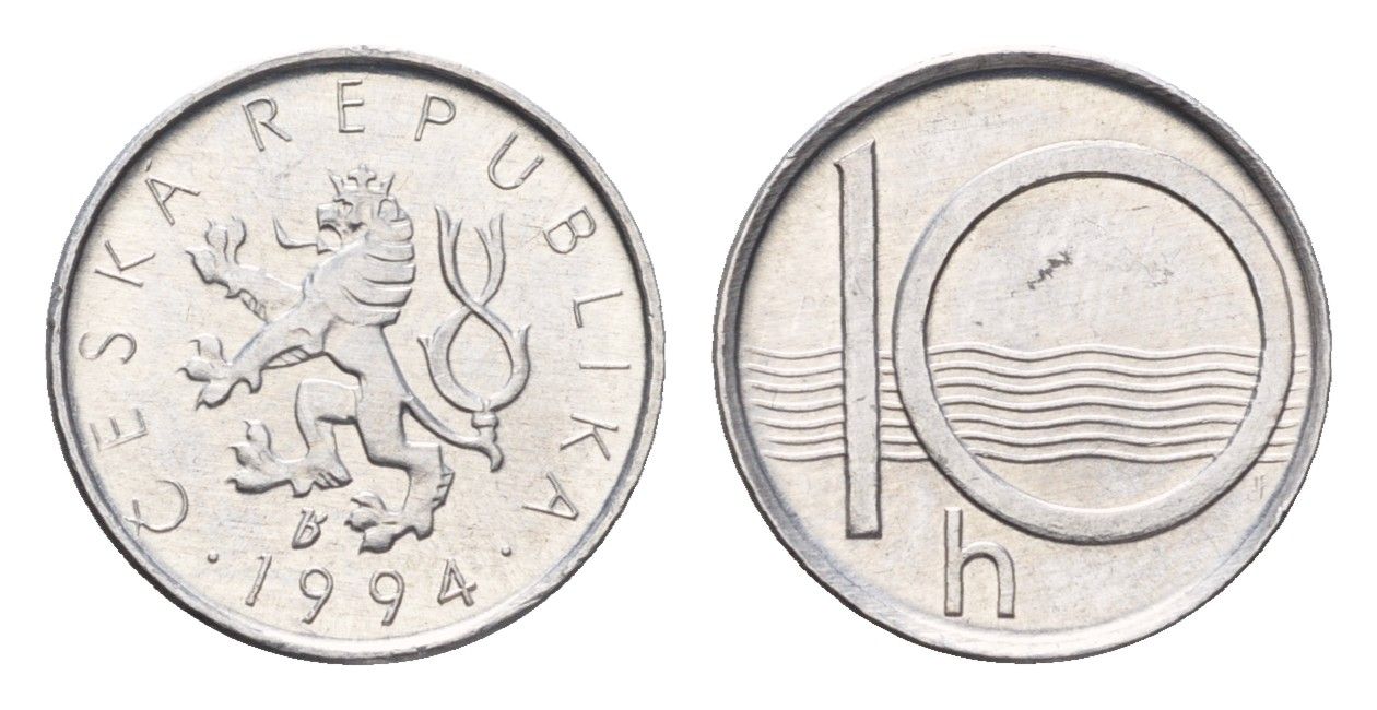Чехия 10 геллеров 1994 KM 6 алюминий UNC 4674-116