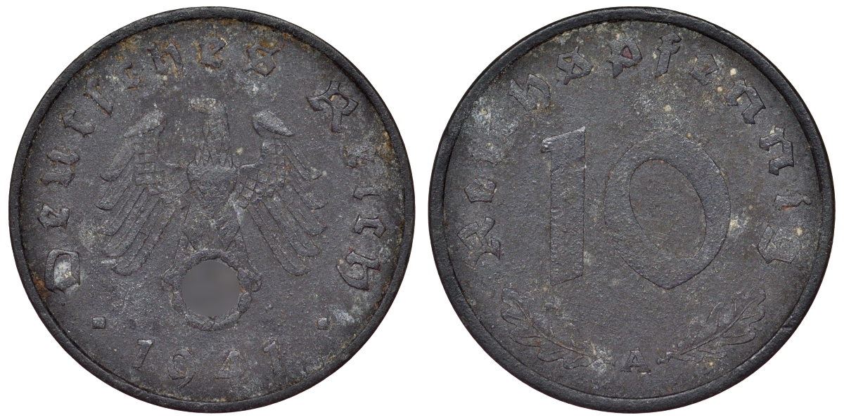 Германия 10 рейхспфеннигов 1941 A KM 101, J. 371 цинк 4121-1026
