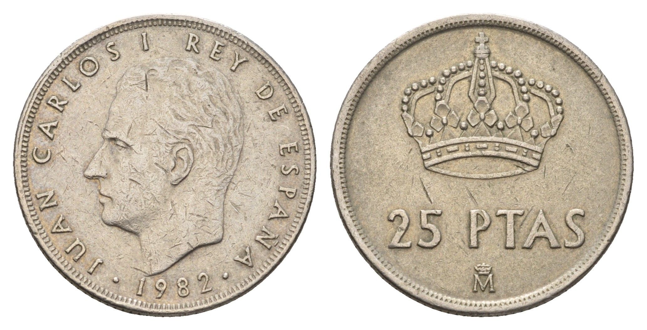 Испания 25 песет 1982 M, Хуан Карлос I (1975-2014) KM 824 медно-никель 4633-631