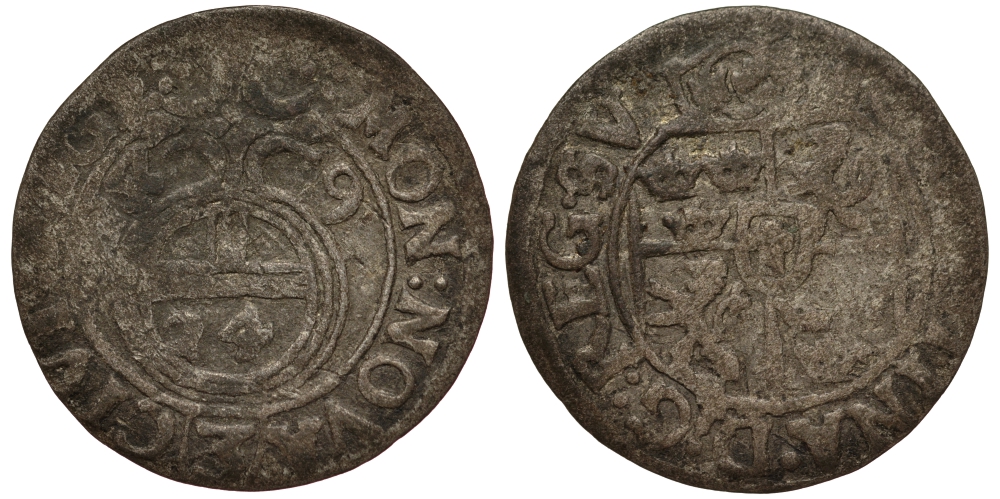 Ливония 1/24 талера (полторак) 1649 королева Кристина (1632-1654), Шведская оккупация, вес 0,98 гр. KM 31 серебро 1516-1321