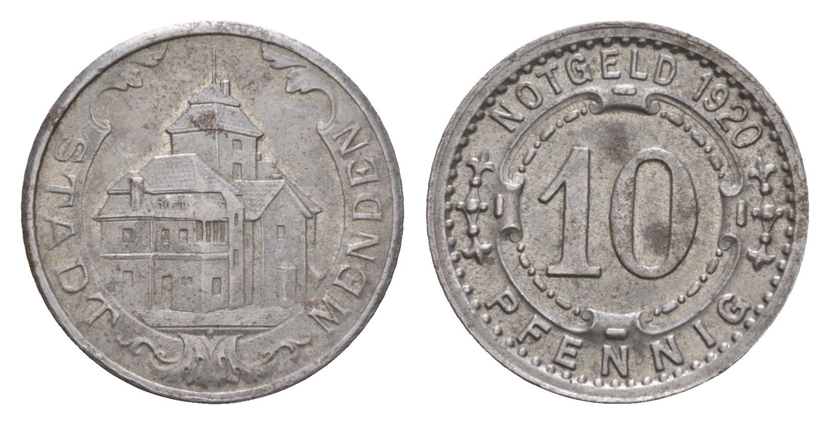 Менден 10 пфеннигов 1920 Funck 328.11, Men18 20806.11 железо 4659-361